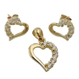 Set Ohrstecker/Anhänger Herz mit Zirkonias 9Kt GOLD