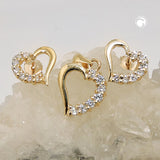 Set Ohrstecker/Anhänger Herz mit Zirkonias 9Kt GOLD