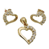 Set Ohrstecker/Anhänger Herz mit Zirkonias 9Kt GOLD