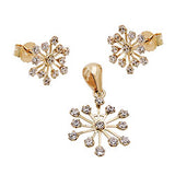 Set Ohrstecker/Anhänger Schneeflocke mit Zirkonias 9Kt GOLD