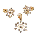 Set Ohrstecker/Anhänger Schneeflocke mit Zirkonias 9Kt GOLD