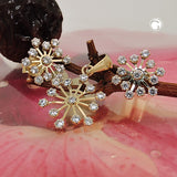 Set Ohrstecker/Anhänger Schneeflocke mit Zirkonias 9Kt GOLD