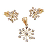 Set Ohrstecker/Anhänger Schneeflocke mit Zirkonias 9Kt GOLD