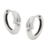 Creole 14x4mm Klappscharnier Zirkonia 9Kt Weißgold