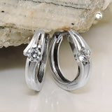 Creole 14x4mm Klappscharnier Zirkonia 9Kt Weißgold