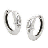 Creole 14x4mm Klappscharnier Zirkonia 9Kt Weißgold