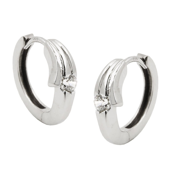Creole 14x4mm Klappscharnier Zirkonia 9Kt Weißgold