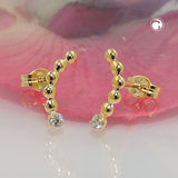 Stecker 12x2mm gebogen Zirkonia weiß 8Kt GOLD