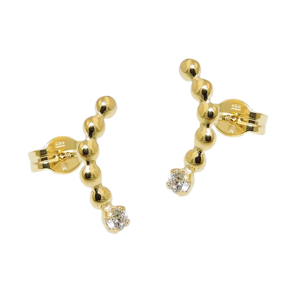 Stecker 12x2mm gebogen Zirkonia weiß 8Kt GOLD