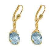 Ohrbrisur Ohrhänger Ohrringe 30x7,5mm synthetischer Aquamarin 8Kt GOLD