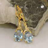 Ohrbrisur Ohrhänger Ohrringe 30x7,5mm synthetischer Aquamarin 8Kt GOLD