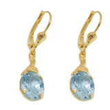 Ohrbrisur Ohrhänger Ohrringe 30x7,5mm synthetischer Aquamarin 8Kt GOLD