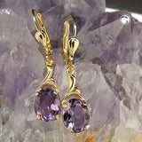Ohrbrisur Ohrhänger Ohrringe 30x7,5mm Amethyst 8Kt GOLD
