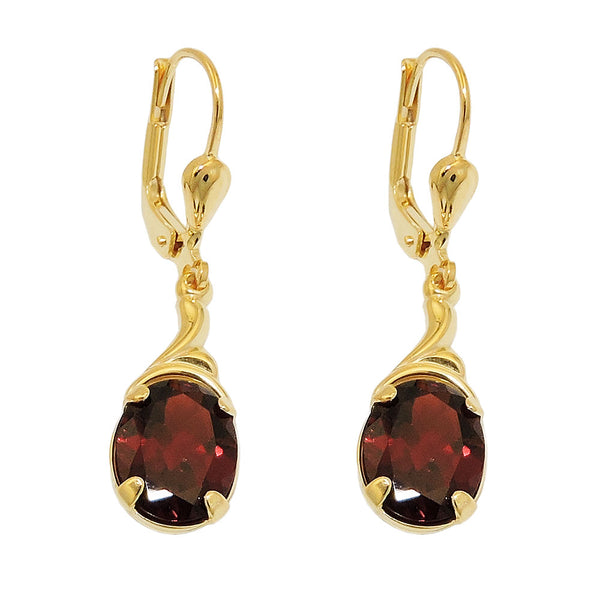 Ohrbrisur Ohrhänger Ohrringe 30x7,5mm Granat 8Kt GOLD
