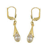 Ohrbrisur Ohrhänger Ohrringe 33x5mm Zirkonia weiß oval 8Kt GOLD
