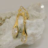 Ohrbrisur Ohrhänger Ohrringe 33x5mm Zirkonia weiß oval 8Kt GOLD