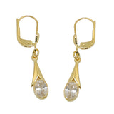 Ohrbrisur Ohrhänger Ohrringe 33x5mm Zirkonia weiß oval 8Kt GOLD