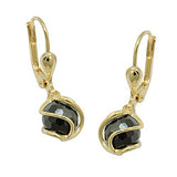 Ohrbrisur Ohrhänger Ohrringe 24x8mm Kugel umwickelt Zirkonia schwarz 8Kt GOLD