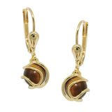 Ohrbrisur Ohrhänger Ohrringe 23x8mm Perle Tigerauge umwickelt 8Kt GOLD