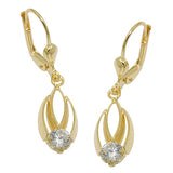 Ohrbrisur Ohrhänger Ohrringe 30x7,5mm mit Zirkonia weiß 8Kt GOLD