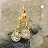 Ohrbrisur Ohrhänger Ohrringe 21x6mm Zirkonia weiß 8Kt GOLD