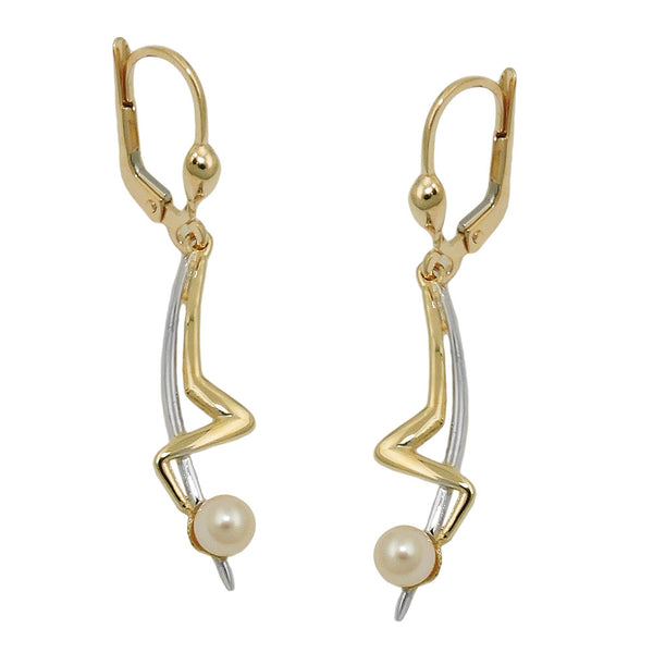Ohrbrisur Ohrhänger Ohrringe 42x9mm Zuchtperle bicolor mit Weißgold 9Kt GOLD