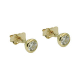 Stecker 5mm Zirkonia rund 9Kt GOLD