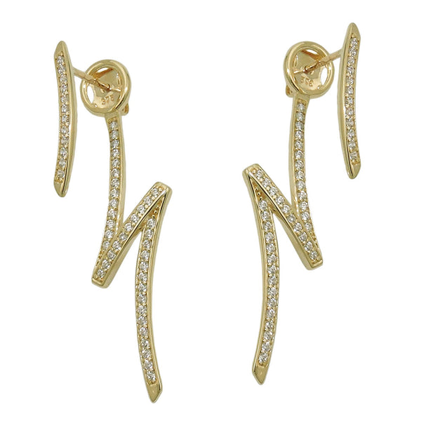 Stecker 38x2mm Blitz zweiteilig Zirkonia 9Kt GOLD
