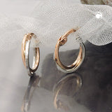 Creole 12x2mm bicolor mit Weißgold 9Kt Rotgold
