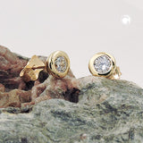 Stecker 6mm Zirkonia rund 9Kt GOLD