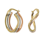 Creole 23x17mm tricolor Gelbgold Rotgold Weißgold 9Kt GOLD