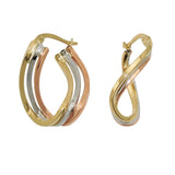 Creole 23x17mm tricolor Gelbgold Rotgold Weißgold 9Kt GOLD