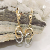 Ohrbrisur Ohrhänger Ohrringe 31x8mm2 Ovale bicolor mit Weißgold 9Kt GOLD