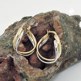 Creole 17x4mm bicolor mit Weißgold durchlegiert 9Kt GOLD