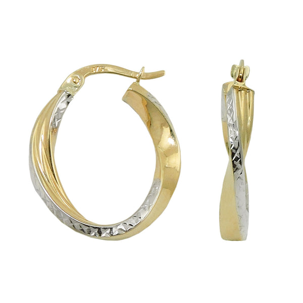Creole, bicolor diamantiert, 9Kt GOLD