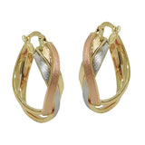 Creole 20x7mm tricolor 3-farbig teilmattiert 9Kt GOLD