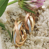 Creole 20x7mm tricolor 3-farbig teilmattiert 9Kt GOLD