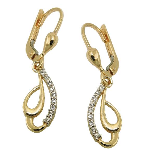 Ohrbrisur Ohrhänger Ohrringe 30x7mm mit Zirkonias rhodiniert 9Kt GOLD