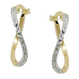 Creole 17x1mm bicolor rhodiniert diamantiert 9Kt GOLD