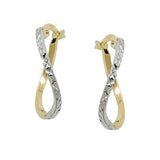 Creole 17x1mm bicolor rhodiniert diamantiert 9Kt GOLD