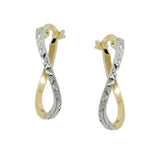 Creole 17x1mm bicolor rhodiniert diamantiert 9Kt GOLD