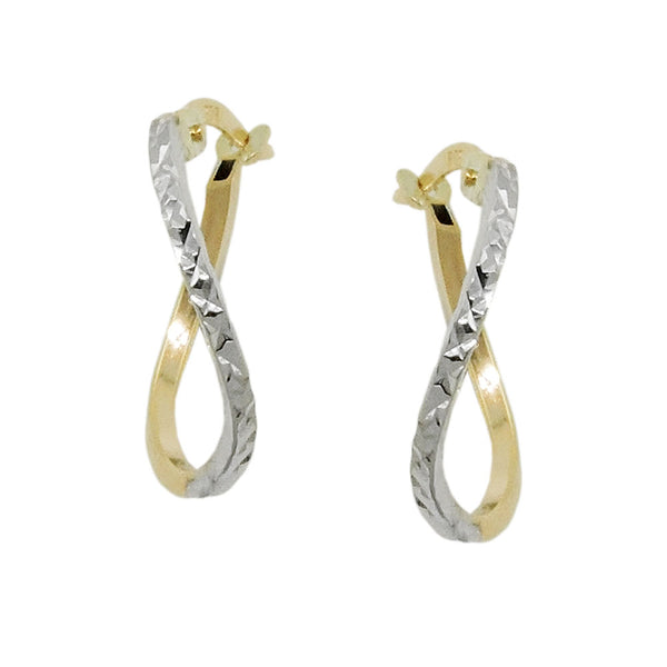 Creole 17x1mm bicolor rhodiniert diamantiert 9Kt GOLD