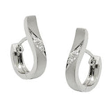 Creole 14x3mm Klappscharnier mattiert mit Zirkonias 9Kt Weißgold