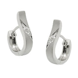 Creole 14x3mm Klappscharnier mattiert mit Zirkonias 9Kt Weißgold
