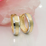Creole 13x4mm Klappscharnier bicolor diamantiert 9Kt GOLD