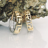 Creole 14x4mm Klappscharnier bicolor rhodiniert 9Kt GOLD