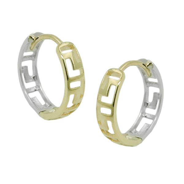 Creole 14x4mm Klappscharnier bicolor rhodiniert 9Kt GOLD