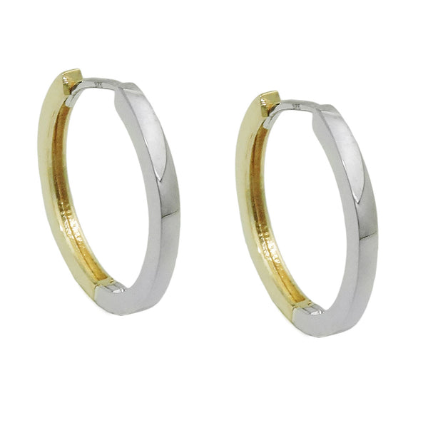 Creole 17x2mm Klappscharnier bicolor mit Weißgold glatt glänzend 9Kt GOLD