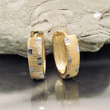 Creole 13x4mm Klappscharnier bicolor diamantiert 9Kt GOLD