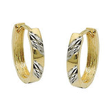 Creole 15x12x3mm Klappscharnier oval bicolor rhodiniert diamantiert 9Kt GOLD